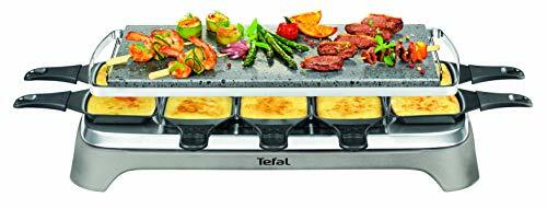 Appareil à raclette gris 1350W avec pierre à cuire et plaque antiadhésive