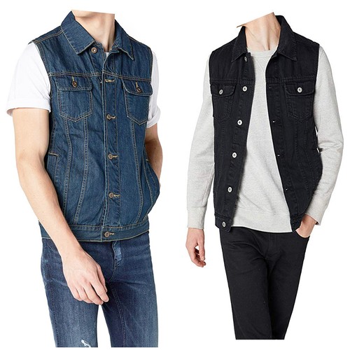 Men's Gilet Jeans Denim Slim Fit Giacca Senza Maniche Da Cowboy Biker Vest  Retrò | eBay