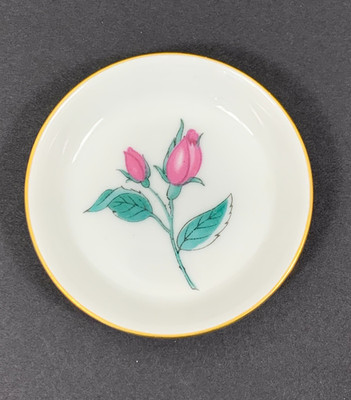 Easterling Radiance Butter Dish White Pink Flower 3 