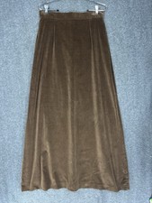 Vintage Brown Velvet Maxi Skirt Size 14 1970s Mod Boho