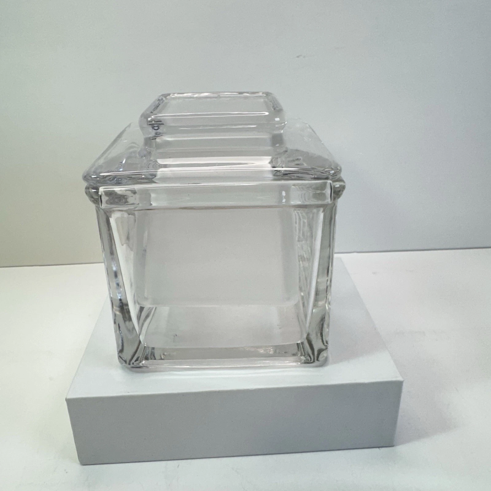 Clear Glass French Style Butter Keeper Counter Top 2 Piece Butter Crock EUC