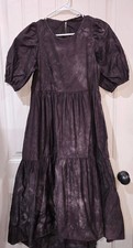 ZARA Women's Purple Midi Dress Puff Short Sleeve Tiered Size MEDIUM