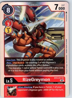 RizeGreymon Super Rare Great Legend Foil BT4-017 SR NM