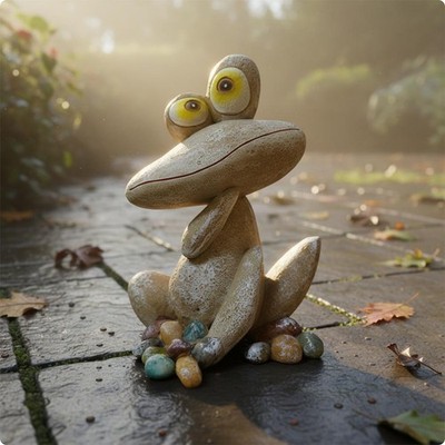 Stein Frosch Ornament Deko Gartendeko süßes Design für Terrasse, Balkon