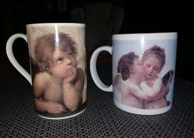 Dunoon Raffaello Cherubini Angel Stoneware Coffee Mugs Lot Of 2
