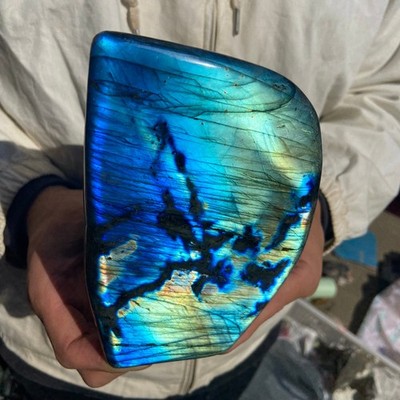 3.4lb Natural labradorite polished free-form mineral specimen healing