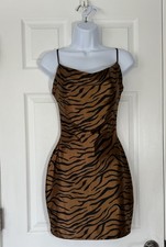 Windsor Juniors Tiger Mini BodyCon Skin Tight Dress Size Small Sexy Animal Print