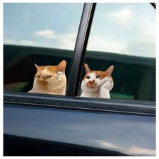 2 PCS Car Cat Meme Decals, Funny Kitten Vinyl Bumper Sticker for Vehicle Wind...