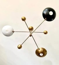 3 Light Pendant Mid Century Modern Raw Brass Sputnik chandelier light Fixture