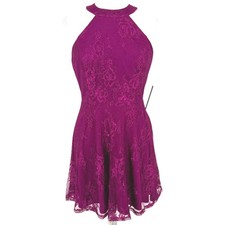 Lulus Hometown Girl Magenta Lace Skater Dress Sleeveless Mini Size Medium NWT