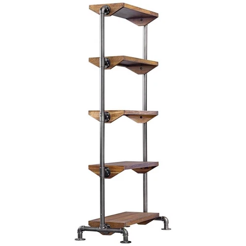 Uttermost Rhordyn 4-Shelf Wood and Metal Bookcase in Walnut and Gunmetal - Picture 2 of 9