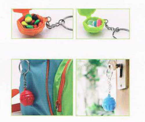 Juego de 4 llaveros Tupperware Cupcake coleccionables naranja rojo azul verde nuevos - Imagen 4 de 7