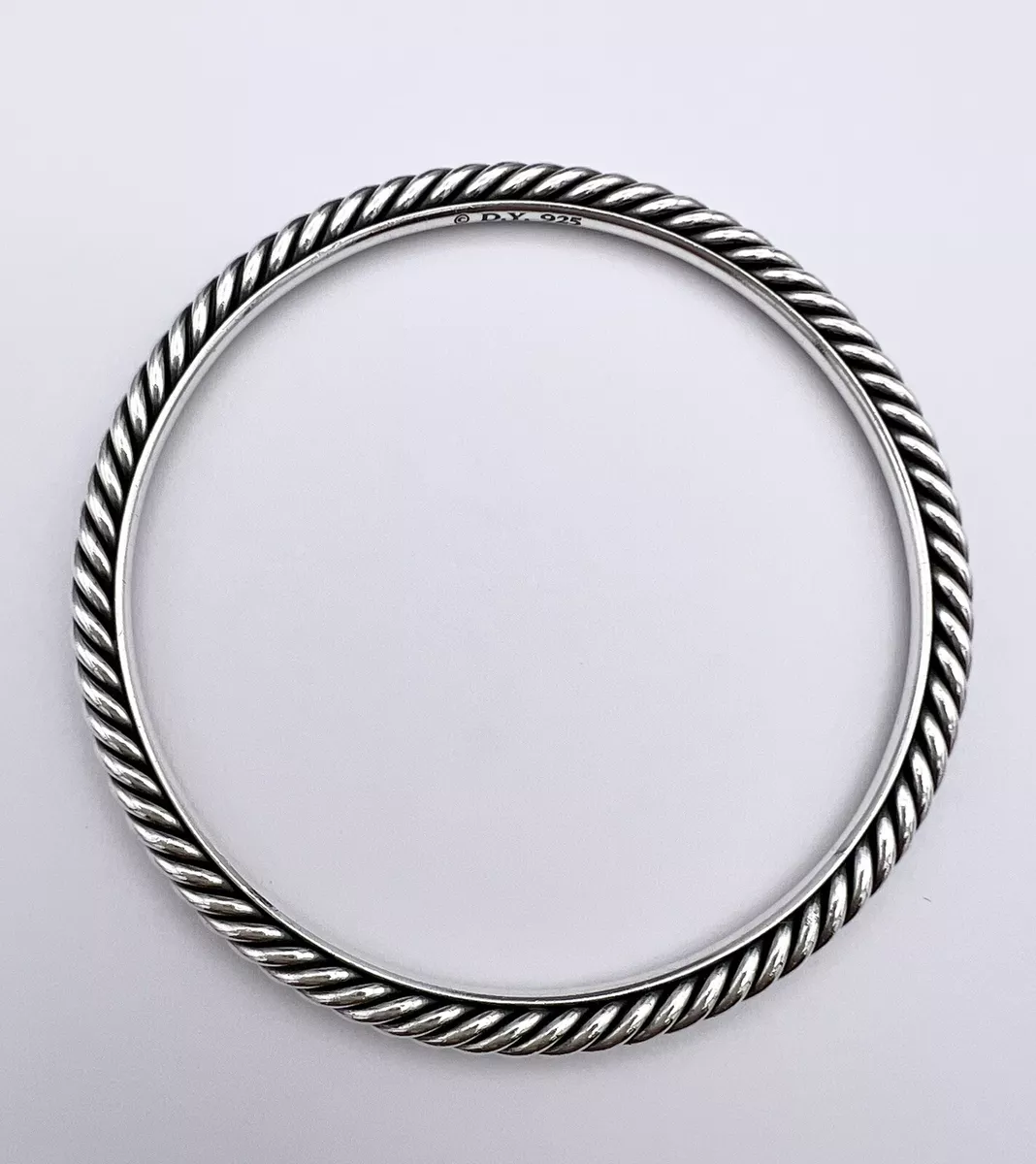 David Yurman Sterling Silver 4mm Twisted Cable Bangle Bracelet 7.5