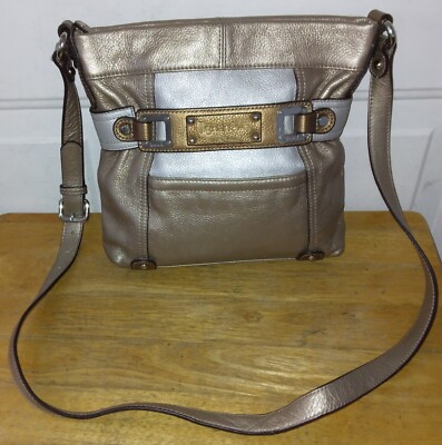 Tignanello Genuine Gold/Silver Leather Shoulder Purse Bag