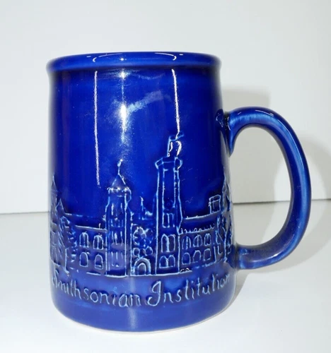 Bennington Potters Art Pottery Mug, Smithsonian Institution  Cobalt Blue