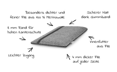 Tablet, Laptop, Notebook Hülle nach Maß - Filz Huelle Etui | FINN Custom made DE - Bild 67 von 77