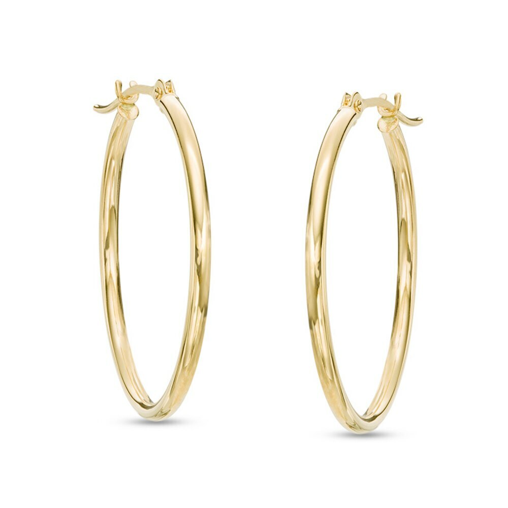 1.5 X 30mm Plain Polished Shiny Hoop Earrings REAL 10K