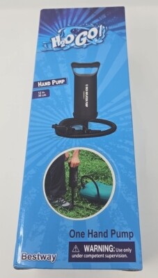 New H2OGo Air Hand Pump 12'' Large Air Chamber for Rapid Inflation-3 Adapters