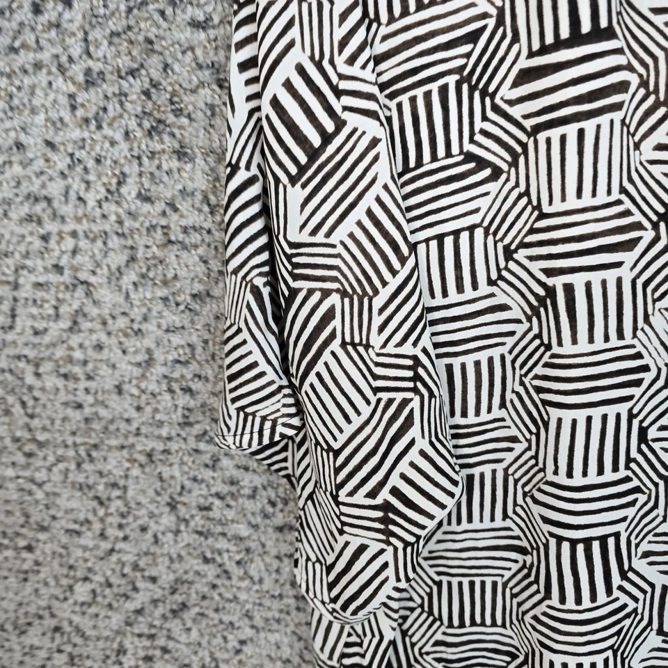 Blusa Chicos Top Mujer 1 EE. UU. Mediana Marrón Estampada Transparente Cuello Dividido Damas Foto 3 de 4