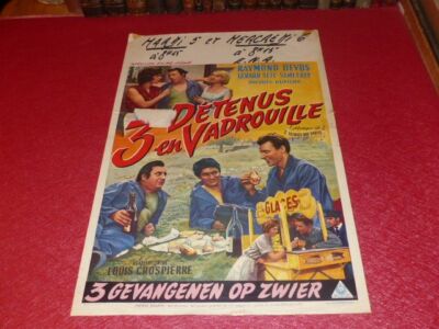 Belgian Original Cinema Poster 3 Detainees - In Trouble Raymond Devos Frey 1959