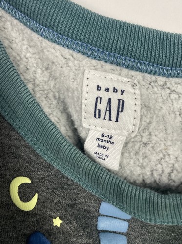 Baby Gap Robot Pullover Sweater Sweatshirt Raised Teal Blue Boy 6-12 6 12 Months - Picture 6 of 7