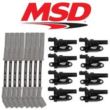 MSD Black Ignition Coil/Spark Plug Wire Kit For 14+ Cadillac/Chevy/GMC 5.3L/6.2L