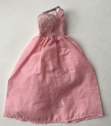 Vintage 1980s Barbie Pink One-Shoulder Ball Gown, Mattel, Ships Fast,