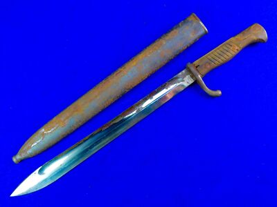 German Germany Antique WW1 Mauser Rifle Butcher Bayonet Fighting Knife Scabbard