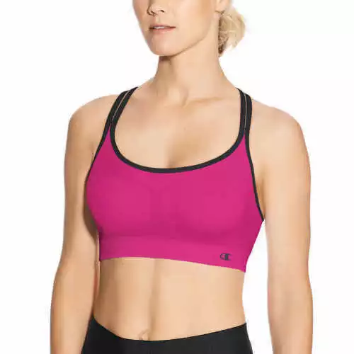 Champion Women's Seamless Criss Cross sports Bra 2 pack PINK Open