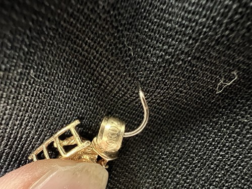 Pompiere in oro giallo 14 kt con scala e ciondolo gatto peso totale 3,3 g - Foto 3 di 7