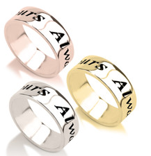 HANDWRITING NAME RING: STERLING SILVER, 24K GOLD, ROSE GOLD