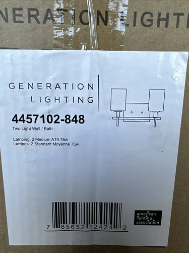 ⚡️Generation Lighting 4457102-848 2-Light Satin Brass Vanity Light Oak Moore⚡️ - Picture 2 of 2