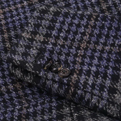 Drumohr Gray-Blue Layered Plaid Wool Overcoat 40R (Eu 50) Outer Coat NWT image 5