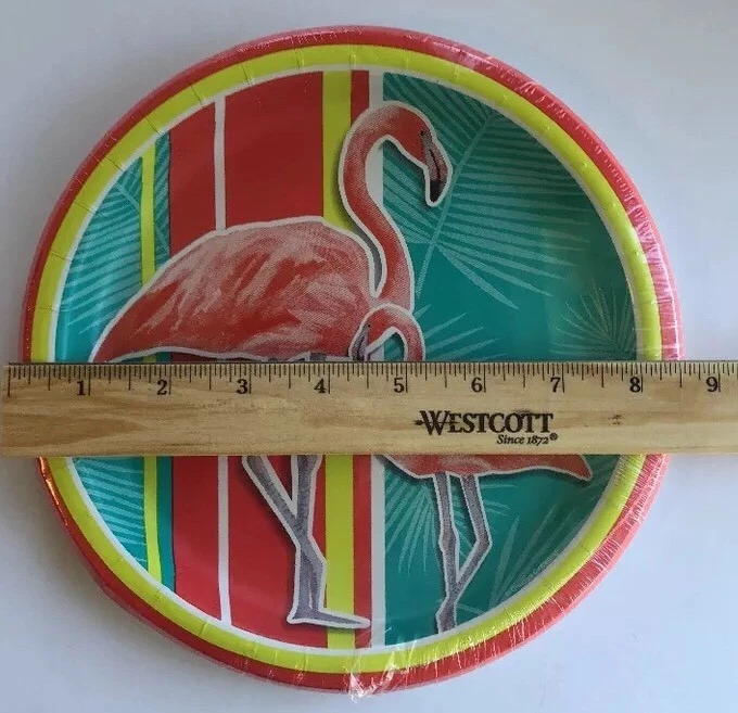 Platos de almuerzo de flamenco de papel Hawaii cumpleaños fiesta Luau graduación Florida 8/ Foto 3 de 4