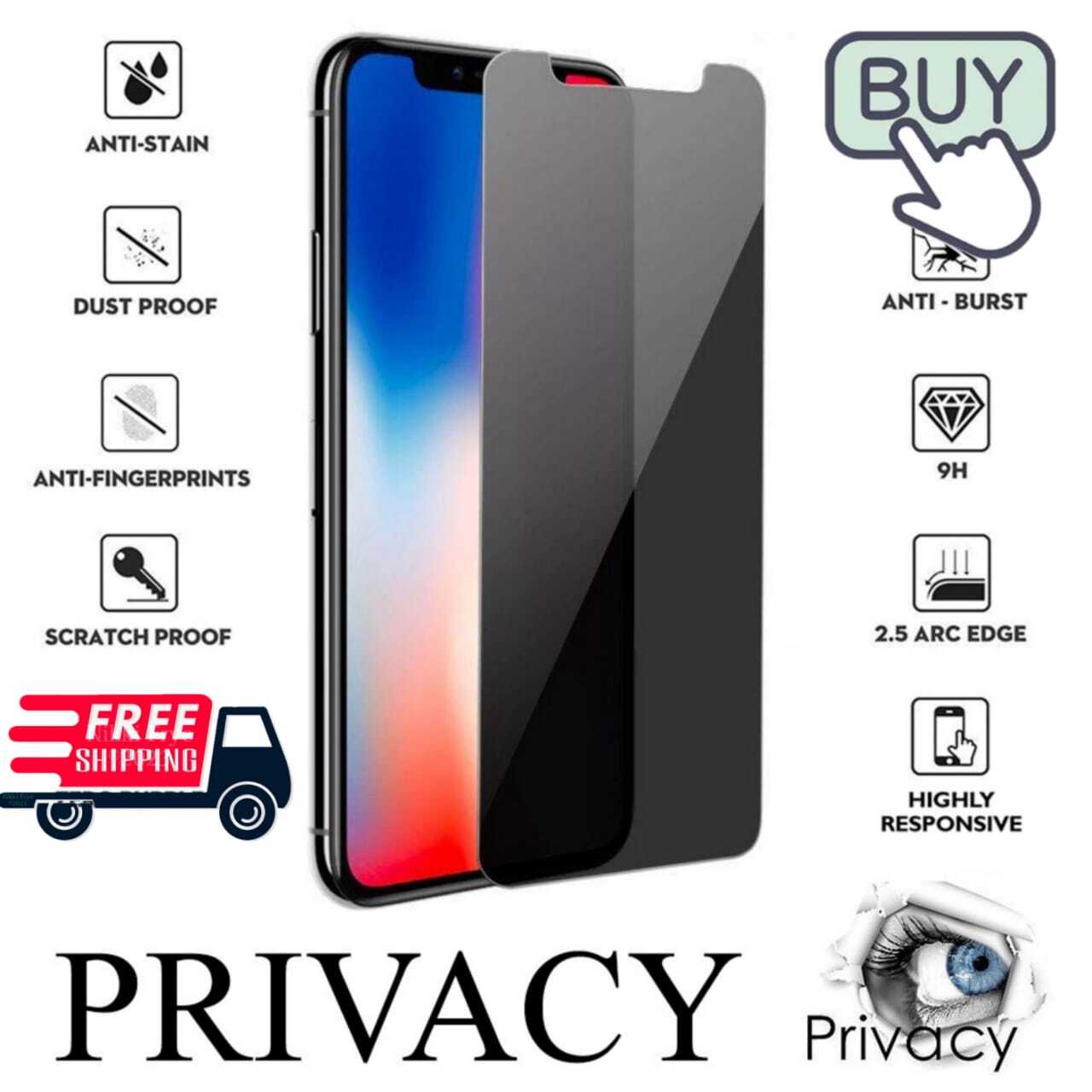 Protector de pantalla de privacidad para iPhone 6/7/8/X/XS/11/12/13/14/15 PRO vidrio templado