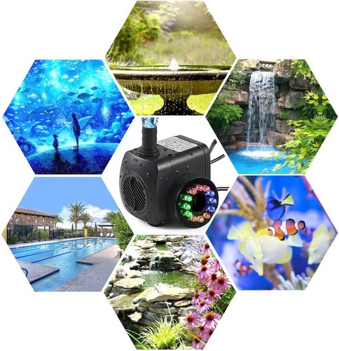 LED Teichpumpe Springbrunnen Wasserspielpumpe Elektrisch Beleuchtung Teiche Pump - Bild 11 von 21