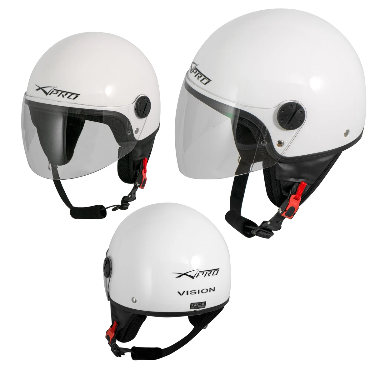 Open Face Jet Helmet Moped Motorbike Scooter Antiscratch Visor