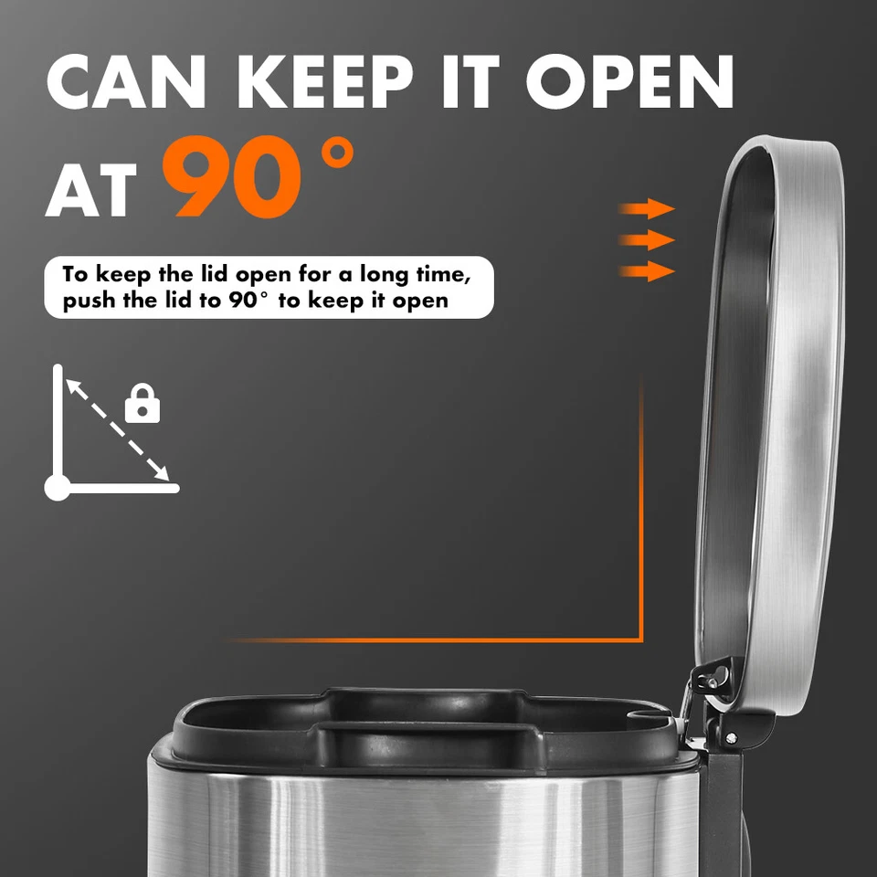 Kitchen Trash Can With Lid Step Trash Bin Fingerprint-Proof For Office Bedroom - Image 2 of 4