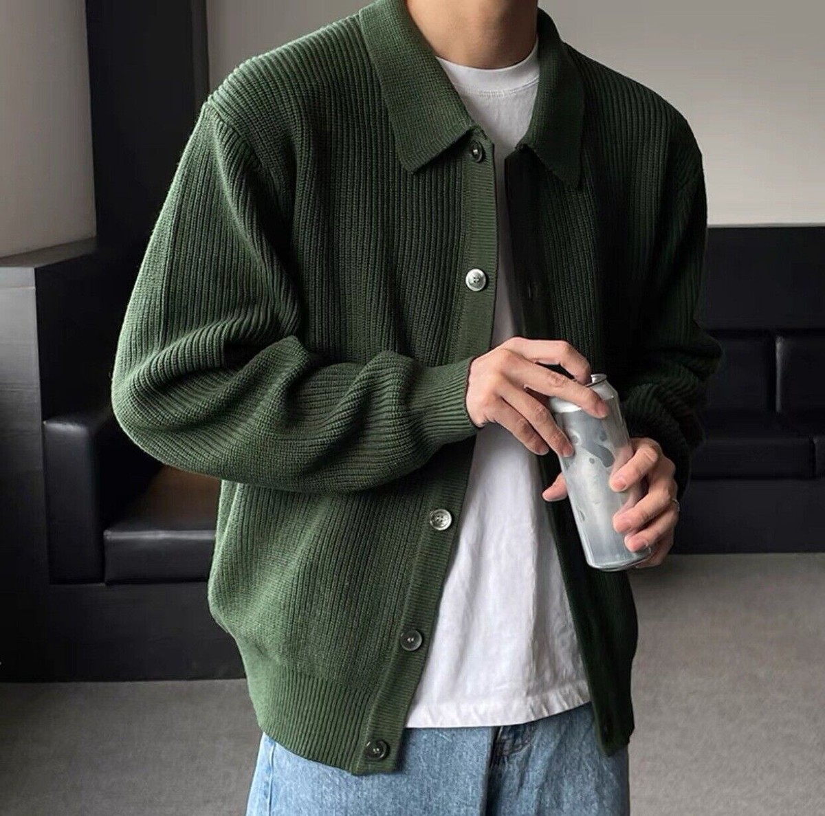 Casual Solid Cardigan Turn-back Collar Outerwear Casual Solid Cardigan Turn-back Collar Outerwear