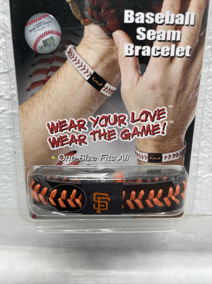 Pulsera de cuero con costura de béisbol de los Gigantes de San Francisco - Nueva Foto 3 de 4