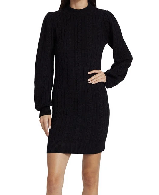 NWT WAYF Morela Long Sleeve Turtleneck Sweater Dress In Black Size S eBay