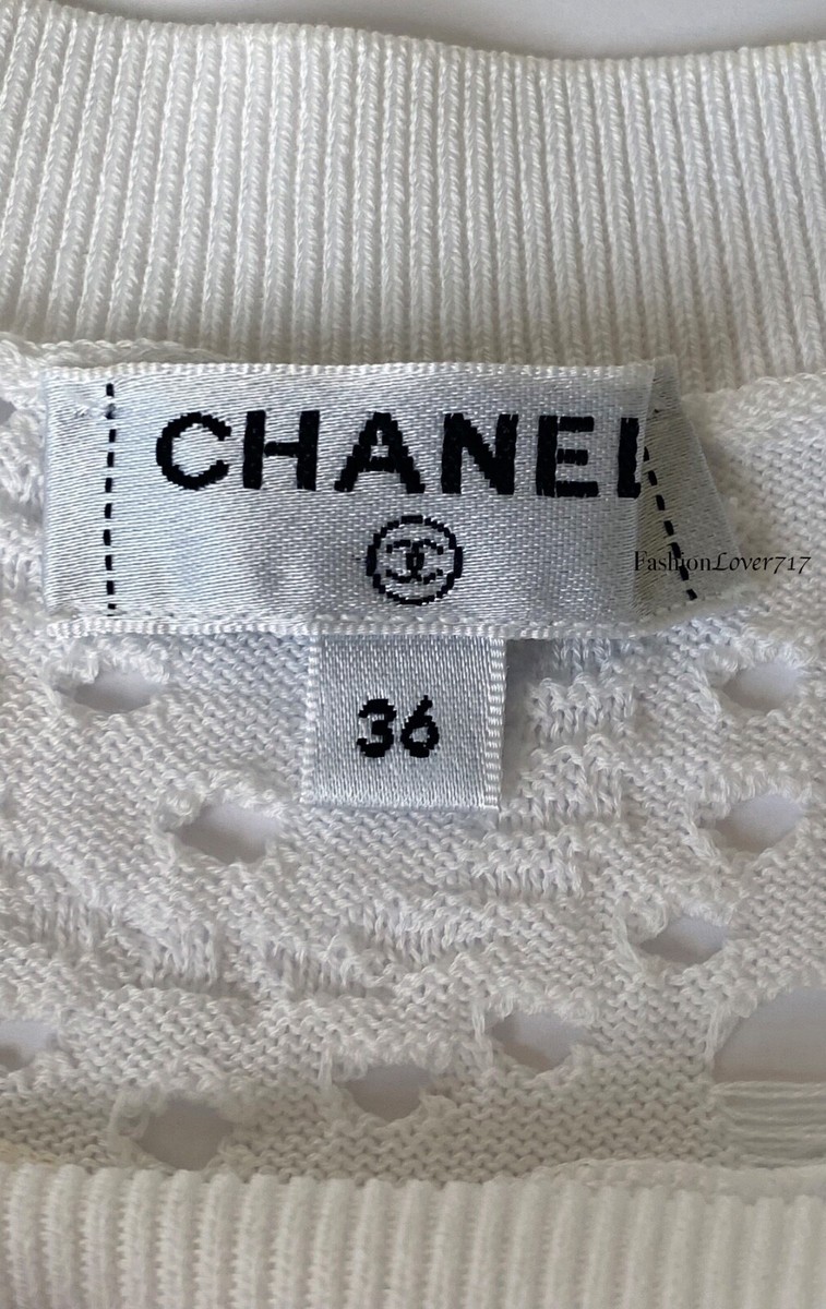CHANEL ホワイト リブニット 36 Chanel Ribbed Knit Tank Top - Size 36 FR