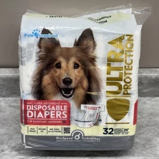 Open Box-Paw Inspired Ultra Protection Disposable Dog Diapers *Medium* 16"-24" -