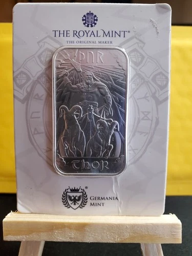 The Royal Mint Norse Gods Thor 1 oz Fine Silver Bar Brand New in Assay