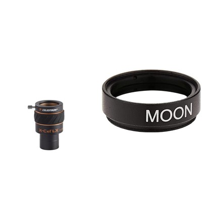 Celestron X-Cel LX 1.25-Inch 2X Barlow Lens (Black) and Celestron Telescope Moon