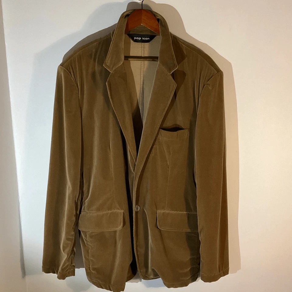 Vintage Pop Sugar Brown Velour Blazer. XL. Single, 2 Button academia lagenlook - Image 4 of 4