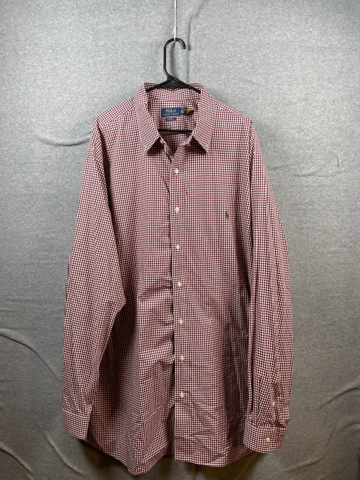 Polo Ralph Lauren Men’s 2XLT Burgundy Wine Gingham Poplin Button Down Shirt