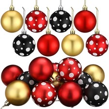12 Pcs 2.4 Inch Christmas Ornaments Plastic Tree Ornaments Cartoon Balls Red ...