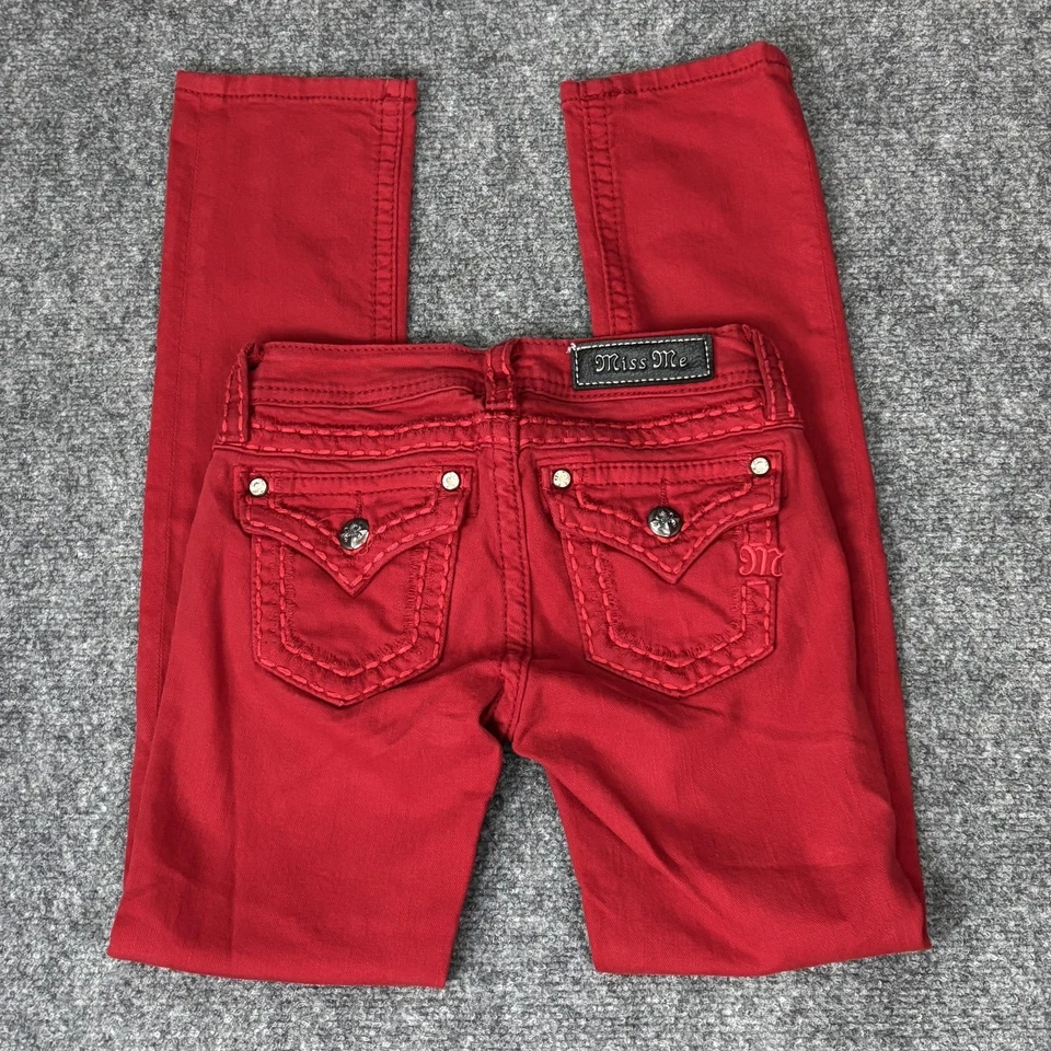 Miss Me джинсы девочек 10 рубиновый красный узкие брюки украшенные карманы эластичной молодежи - Изображение 2 из 4