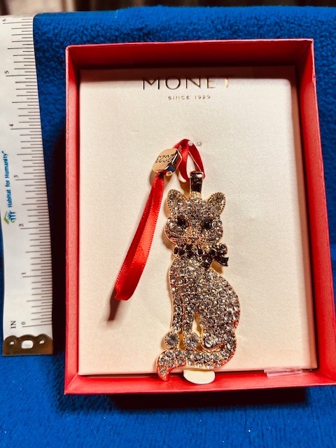 Monet Jewelry Cat Christmas Ornament